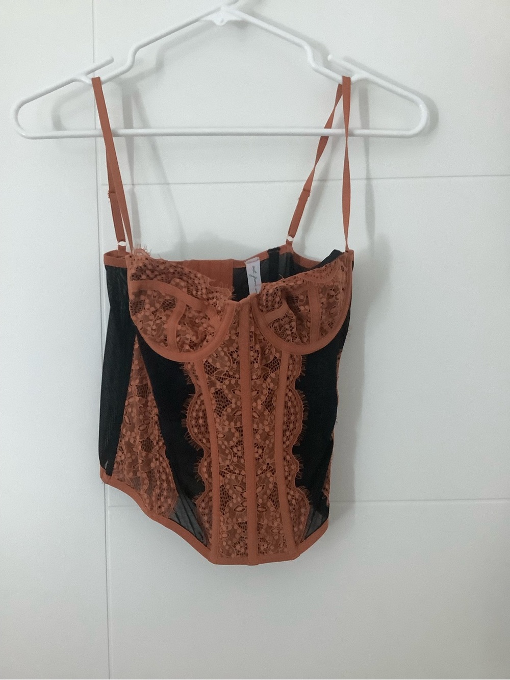 Urban Outfitters Rust and Black Lace Bustier Cami